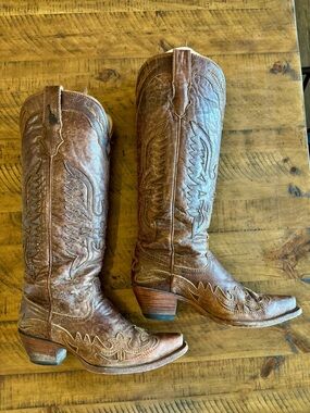 Corral Brown Embroidered Western Knee-High Boots